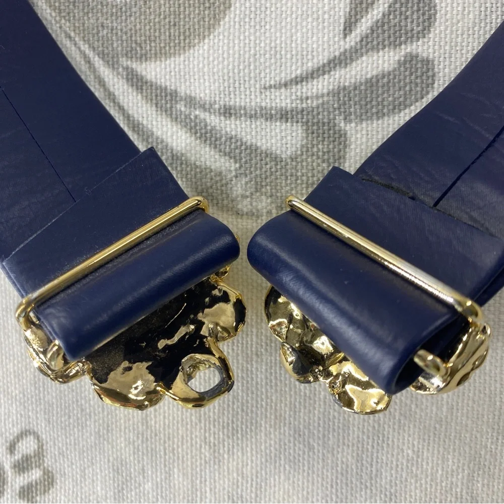Vintage Rose Belt & Buckle Two Piece Interlocking 1970s 80s Goldtone‎ SM/ MED